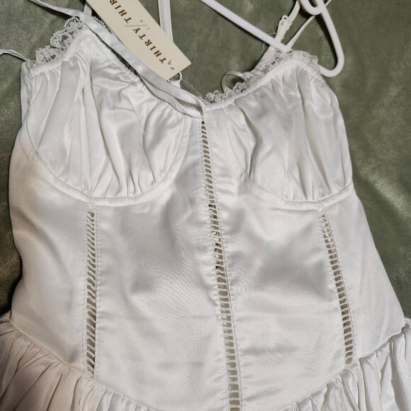 white Satin and Lace Corset Back Ballerina Dress - Picture 4 of 7